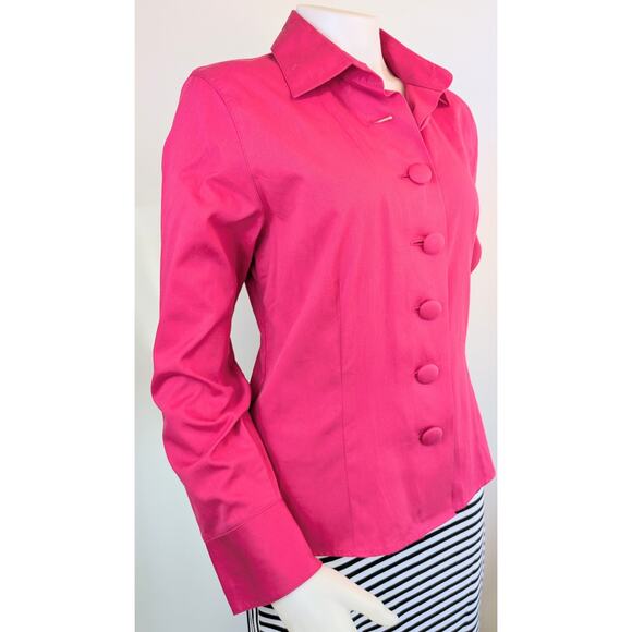 NEW Talbots Blazer 14 Fuschia Pink Button Front Super Lightweight Cotton Jacket - Picture 3 of 9